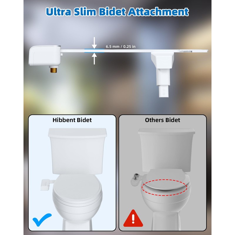 Hibbent 2 Pack Bidet Attachment for Toilet, Non-Electric Dual Nozzle