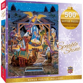 Masterpieces 500 Piece Glitter Christmas Jigsaw Puzzle - Holy Night - 15"x21"