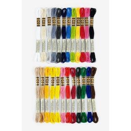 DMC - Mouliné Yarn Pack Basic Colours, 100% Cotton, 24 Strands Mouliné Spécial Art. 117MC, Each 4 m Long | Made in France