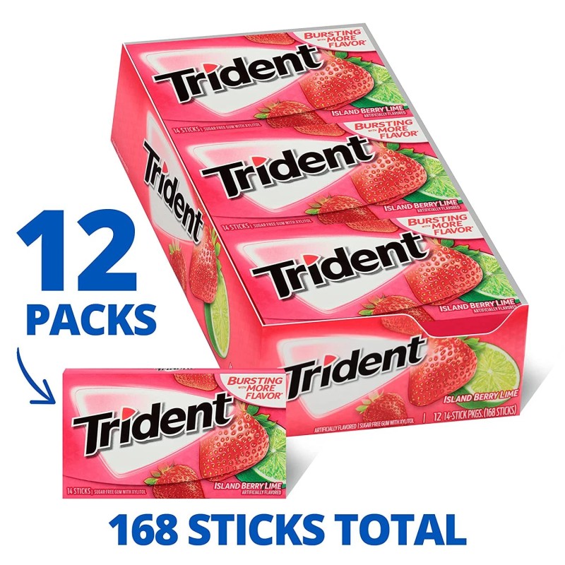 Trident Island Berry Lime Sugar Free Gum - 12 CT