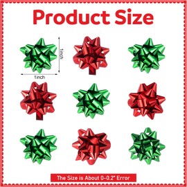 VioraWhite 36 Pcs Red Green 3D Metallic Christmas Bow Stickers Set Foil Bow Self Adhesive Supplies for Gifts Wrapping Holiday Presents Christmas Event Decoration