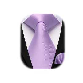 Enlision Light Purple Ties for Men Wedding Tie and Pocket Square Set Solid Lilac Necktie Handkerchief Mens Tie Set for Party Formal Business