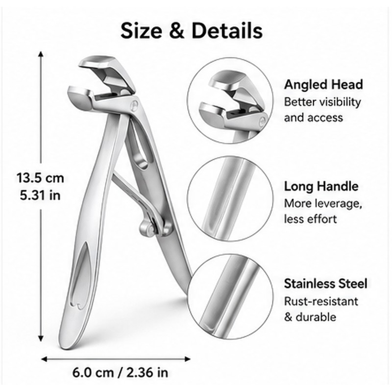 Wide Jaw Toenail Clippers for Thick Nails – Angled Head