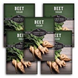 Survival Garden Seeds - Sugar Beet Seed for Planting - 5 Packets with Instructions to Plant & Grow Sugarbeets for Sugaring & Animal Fodder in Your Home Vegetable Garden - Non-GMO Heirloom Variety