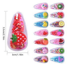 Pinsheng 15 Pieces Glitter Sequin Hair Clips Cute Fruit Pattern Mini Hair Clips for Kids Girls