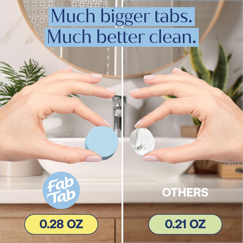 Fab Tab Toilet Bowl Cleaner Tablets, Powerful Stain Removal, No