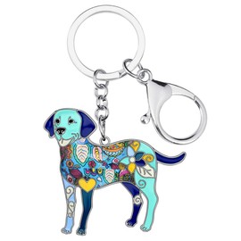 Bonsny - Llavero de aleación esmaltada para mujer, diseño de corazón de labrador y perro, Azul, 47mm x 53mm