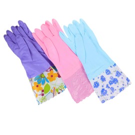 Outanaya 3 Pairs Winter Kitchen Gloves for Washing Dishes Warm Housework Gloves of Non Slip Long Sleeved Design for Arm Protection for Housewarming Random Color
