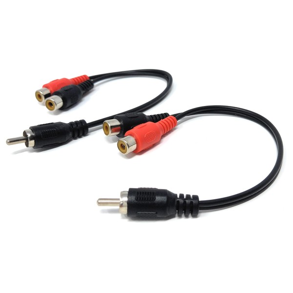 DRUT 15cm Single RCA Male Plug to Twin 2 x