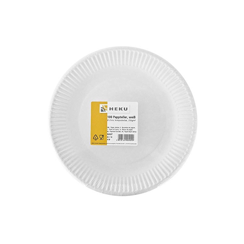 Heku Round Paper Plates made from Fresh Fibre White