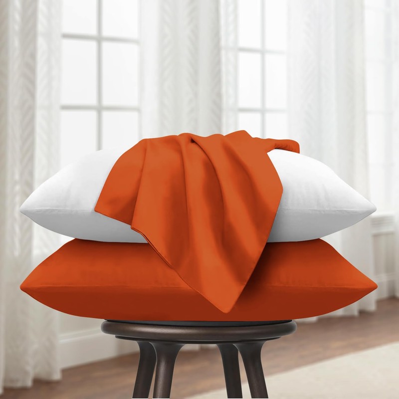 AMEHA 100% Brushed Microfiber Rust Pillow Cases 2 Pack, Super