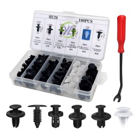 1 Pack 100 Pcs Car Bumper Bolt Fastener Set, Car Buckle Combination with Removal Tool, Fastening Screw Replacement Kit Suitable for Most Cars, Trucks, Suvs