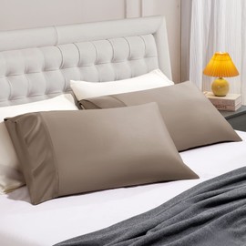 STNOMY Premium 100% Eucalyptus Tencel Lyocell Cooling Pillowcase Set of 2, Moisture Wicking,Temperature Regulating, Soft &Smooth Sateen Pillow Cover All Season (King Soft Brown)