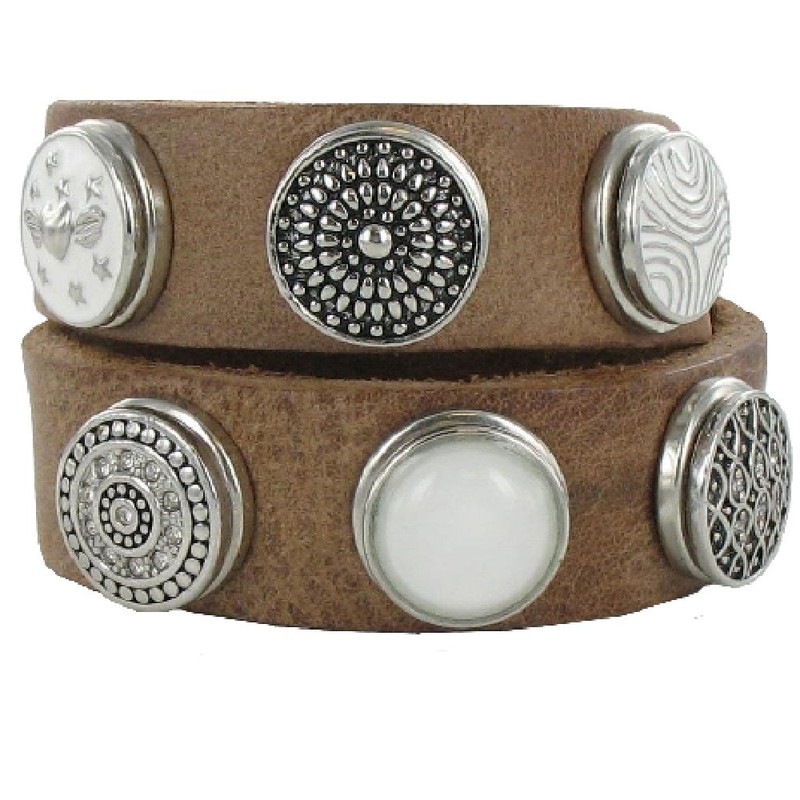 Quiges Women's Click Button 18 mm Chunk Silver-Plated Shell Fossil