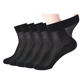 [雲見] 靴下 メンズ 夏 ソックス メンズ【靴下 メッシュ 5足セット】 通気性 抗菌消臭 綿 涼しい 吸汗 蒸れない 柔らかい ビジネス 紳士 通勤 通学 くつ下 (JP, アルファベット, Free Size, ブラック)