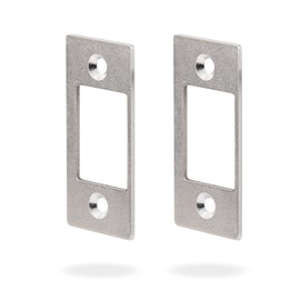 MOSECYOU Deadbolt Restorer Strike Plates 2 Pack, Narrow-Side and Large Hole to Allow Dead Bolt to Pass Freely, Dead Lock Catcher Strikers (2, Silver)