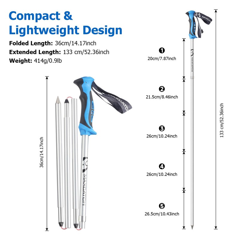 Maxcatch Foldable Wading Staff, T7075 Aluminum Wading Stick with Reinforced