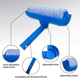 Nichiyo 10 Inch Ceiling Paint Roller with Shield Roller and Shield with Adjustable Head Ceiling Paint Roller No DripRoller Without Splatter Paint Brush for Painting Ceilings Walls(EL01117)