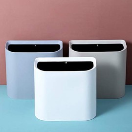 TETARI Trash Can Household Trash Cans Can Be Placed in The Crevices of The Bathroom Study PP Material Inner and Outer Double Barrels (Color : White)