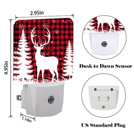 FSHVQKD Silhouette Christmas Elk Night Light,Plug Into Wall Decor for Stairway,Hallway,Kitchen,Dusk to Dawn Sensor Nightlights for Boys/Girls/Women/Men Room Gifts