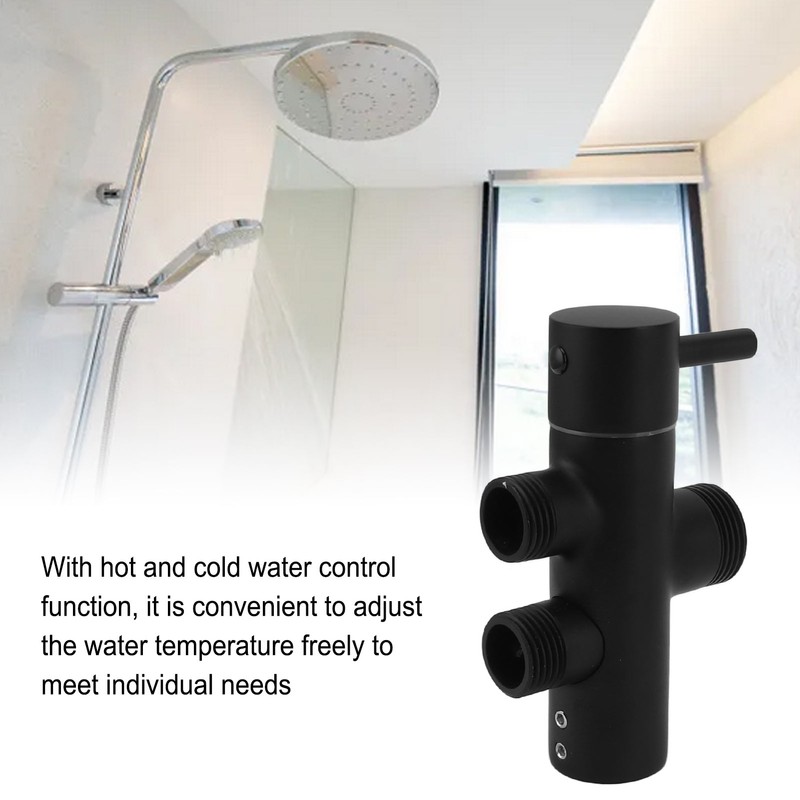 Shower Head Diverter Black Rustproof Leakproof Wall Mounted Shower Arm