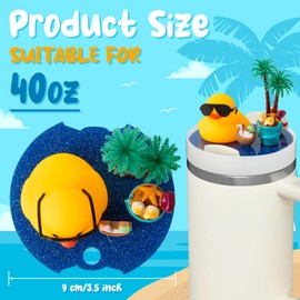 EYxsaxenk Yellow Duck Cup Topper Decoration - Summer Beach Mini Duck Lid Plate Topper for Sport Cup 40oz Accessory Tumbler Water Bottle Glitter Bling Cover Cap for Valentine's Day Birthday Gift Supply