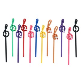 Operitacx 12 Pieces Music Pens, Music Notes Pens, Treble Clef Curved Pencil for Writing, Drawing, Sketching, Painting, Pencils with Eraser (Random Color)