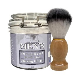 Seoul Naturals Indulgent Black Oud Shaving Cream with Barber Brush, k beauty, 6 oz