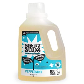 Molly's Suds Liquid Laundry Detergent | Clean Laundry Detergent Soap for Sensitive Skin | 2x Concentrated, High Efficiency (HE) | Peppermint - 100 Loads