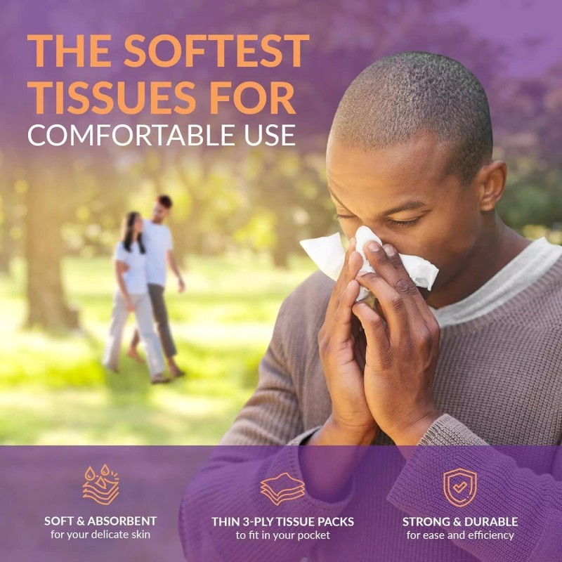 PAMI Ultra-Soft Pocket Tissues [8 Packs x 10 Tissues Per