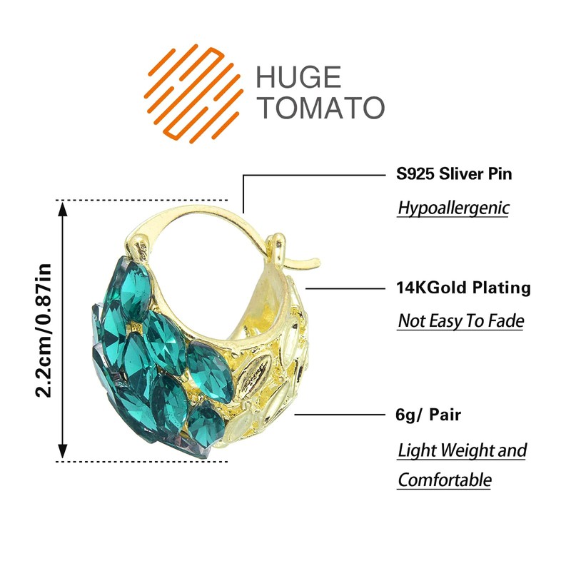 Huge Tomato Green and Gold Crystal Hoop Earrings Large Malachite