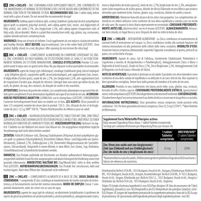 BioTechUSA Zinc + Chelate 60 Tablets