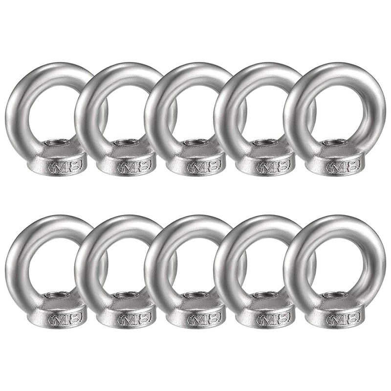 KYYLZ Pack of 10 Ring Nuts M8 Eye Nut 304