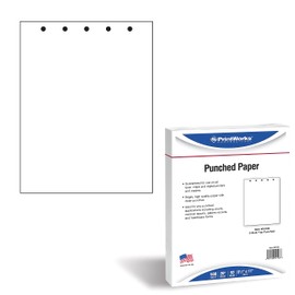 PrintWorks Professional Pre Punched Paper, 5 Hole Punch Top For Top Punch Binders and 2 Ring Clipboards and Fastener File Folders, 8.5 x 11, 20 lb., 500 Sheets, White (04108)