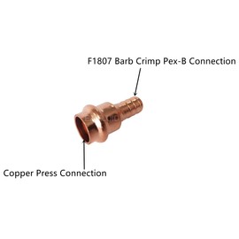 (4-Pack) EZ-FLUID Plumbing 1/2" Press x 3/4" Pex LF Copper Propress Adapter Pressure Copper Fitting F1807 Barb Crimp Pex-B x Press Coupling Connector for Residential,Commercial