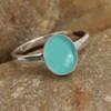 Aqua-Chalcedon Edelstein Bandring 925 Sterling Silber Bandring Herren und Damen