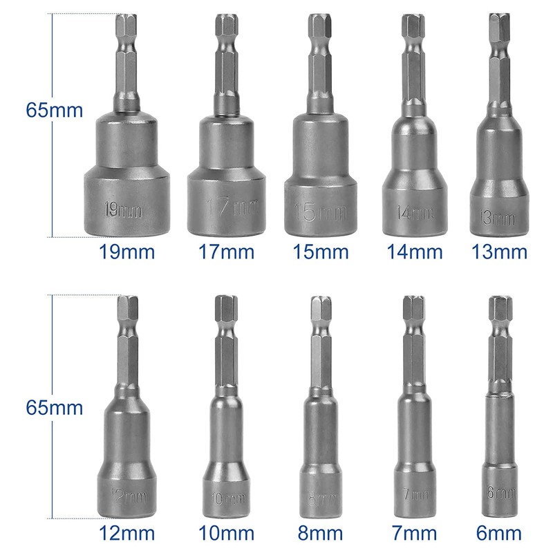 Bestgle 10 Pcs Magnetic Nut Setter Driver Drill Bit Set,