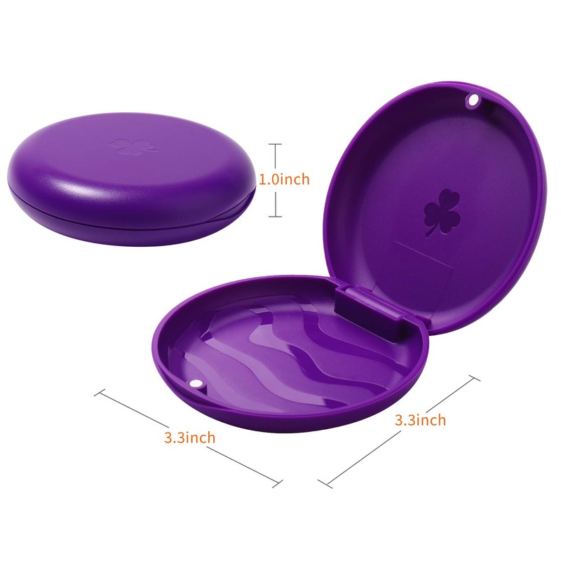 ZIZNBA 2 Pack Retainer Cases,Solid Orthodontic Retainer Case (Purple)