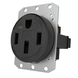 HBL9450A Straight Blade Device Receptacle, 50 Amp Car Charger Receptacle, RTP, Industrial Grade, 3-Pole 4-Wire Grounding, 50A 125/250V, 14-50R