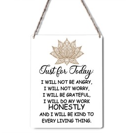 GUDIAO Inspirational Reiki Signs Wall Decor Just for Today Wood Plaque Print Wooden Hanging Sign Decoration for Home Bedroom Door 8" x 10"