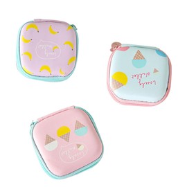 jojofuny Lovely Portable Mini Headphones Storage Case Cream Earphone Pouch for Travel Zipper Box for Earbuds USB Cables Keys and for Daily Use Go