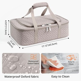 MIAOJIE Insulated Casserole Carrier - Portable Casserole Carrier for Hot or Cold Food, Lasagna Holder for Parties,Picnic,Cookouts,Traveling - Fits 9" x 13" Baking Dish (Grey)