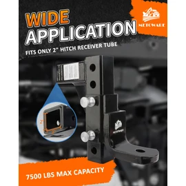 METOWARE Adjustable Trailer Hitch Ball Mount, 9-1/2" Drop and 8-1/4" Rise, Fits 2-Inch Receiver, with 1" Hitch Ball Hole, 6-Position Heavy Duty Tow Hitch with Pins
