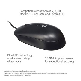 HP 3-button USB Laser Mouse - mice (USB, Wheel, Laser, 1000 DPI, Noteb