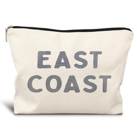 LIANGW Blue Coastal Throw Makeup Bag for Summer Stuff, Coastal Preppy Trendy Retro East Coast Girly Cosmetic Bags for Women, Zipper Makeup Pouch for Women Sister Friends Ocean Sea Shells Makeup Bag