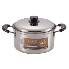 Pearl Metal HB-3624 Two-Handled Pot, 8.7 inches (22 cm), Stainless Steel, New Novel, Silver