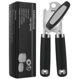 OhanaBeach® Manual Can Opener. Robust Soft Grip Handle, Sharp Blades, Smooth Edges, No Sharp Edges, Can Opener with Multifunctional Bottle Opener