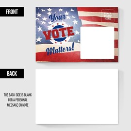 100 Bulk 4x6" Voting Postcards Your Vote Matters Patriotic Red, White and Blue American Flag Theme With Blank Back for Message to Voters - Mailable, Made In The USA