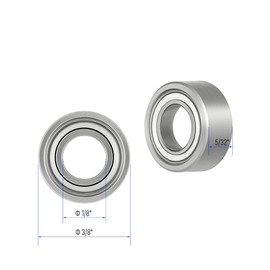 FOCMKEAS R2ZZ 10 PCS Deep Groove Ball Bearing ID 1/8"×OD 3/8"×Width 5/32" Double Metal Shielded Ball Bearing Chrome Steel P0 Z2 Bearing for Industrial Machine,Power Tools and Mechanical Equipment