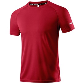 Boyzn 1 Pack Red Dry Fit Shirts Workout Shirts for Men, Moisture Wicking T-Shirts, Sports Gym Athletic Short Sleeve Tee Tops Red-XL